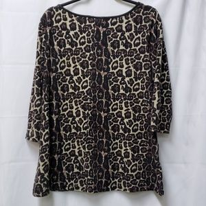 Leopard Colour Tunic Long Sleeve Fall Winter Top